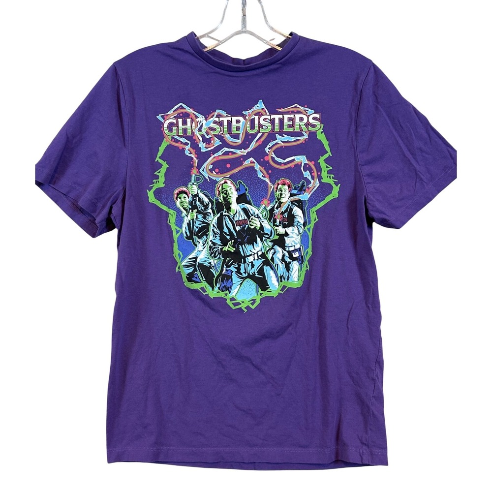 Retro Ghostbusters Tee Shirt Mens •S• Purple Short Sleeve 1984 Paranormal Scifi